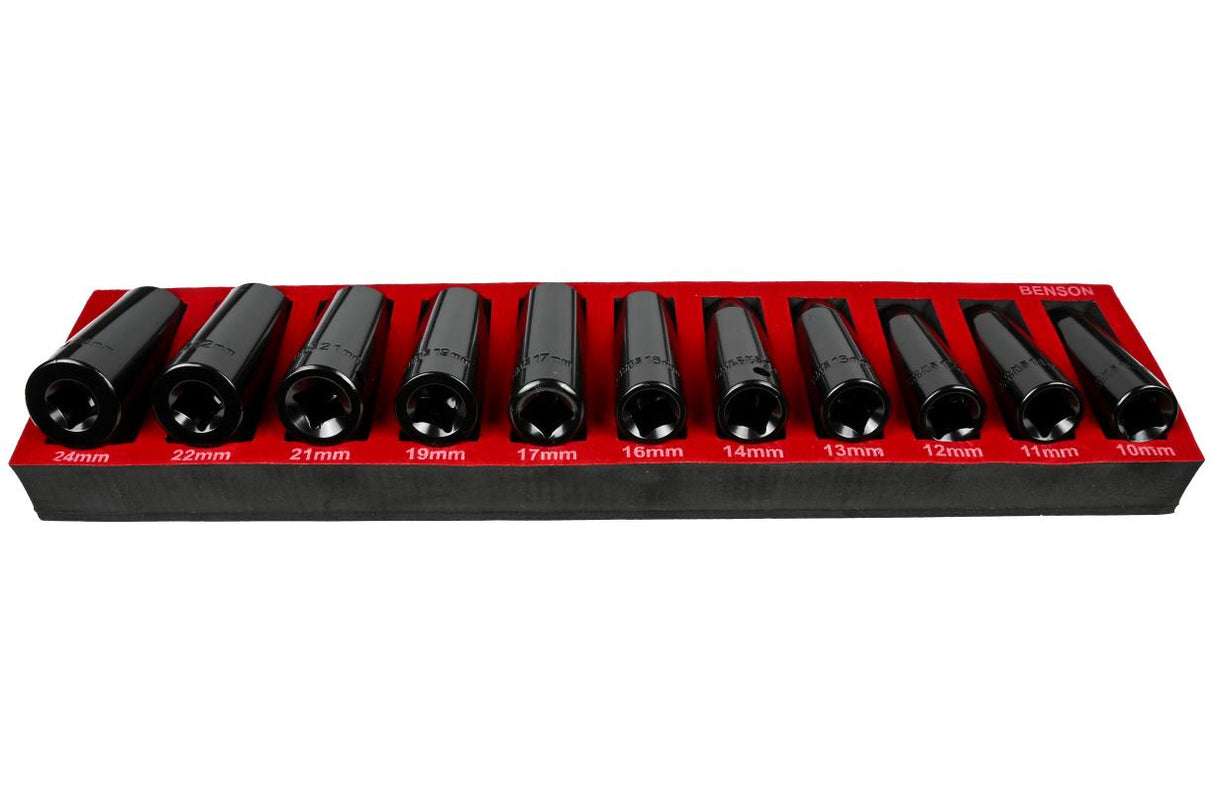 Slagmoerdoppenset 1/2"10 t/m 24 mm