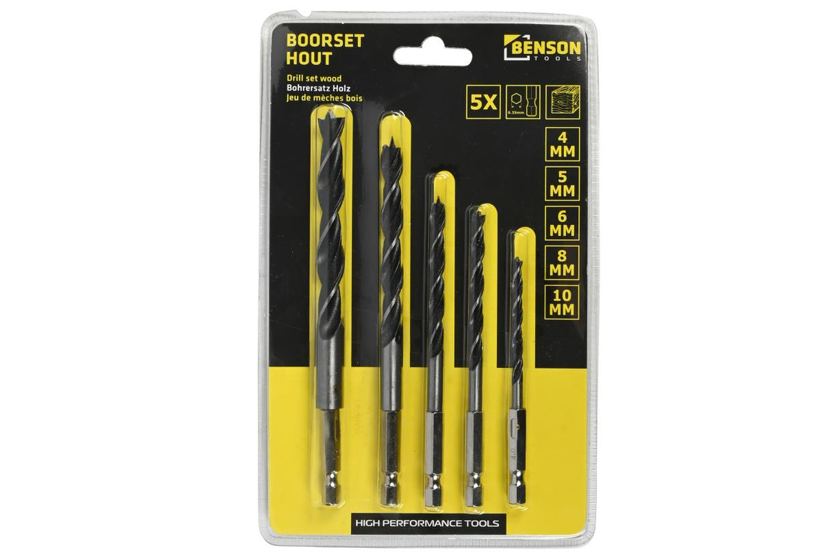 Jeu de mèches 5 pcs bois embout