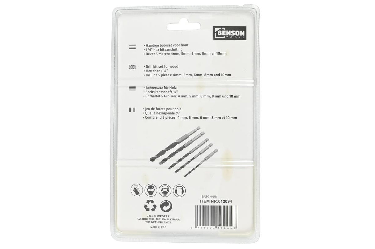 Jeu de mèches 5 pcs bois embout
