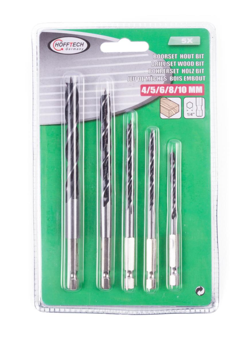 Jeu de mèches 5 pcs bois embout