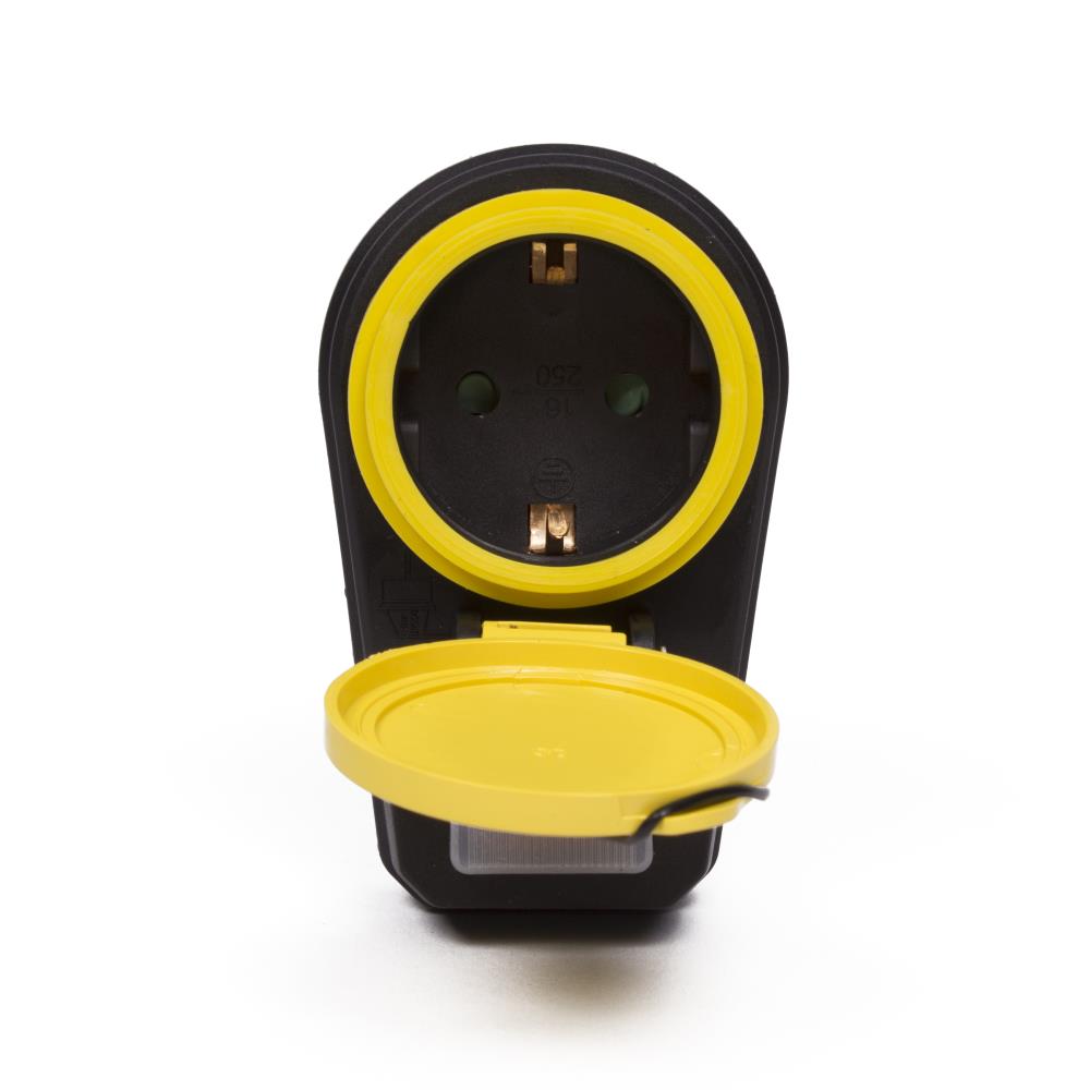 Power point + earth + switch IP44 with flap