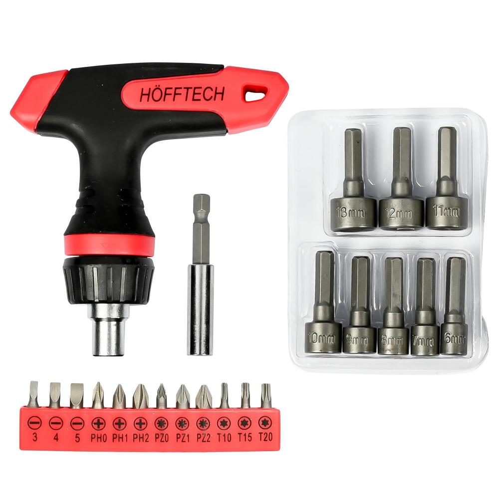 Bit - socket wrench set 21-pcs + nut runner t-handle