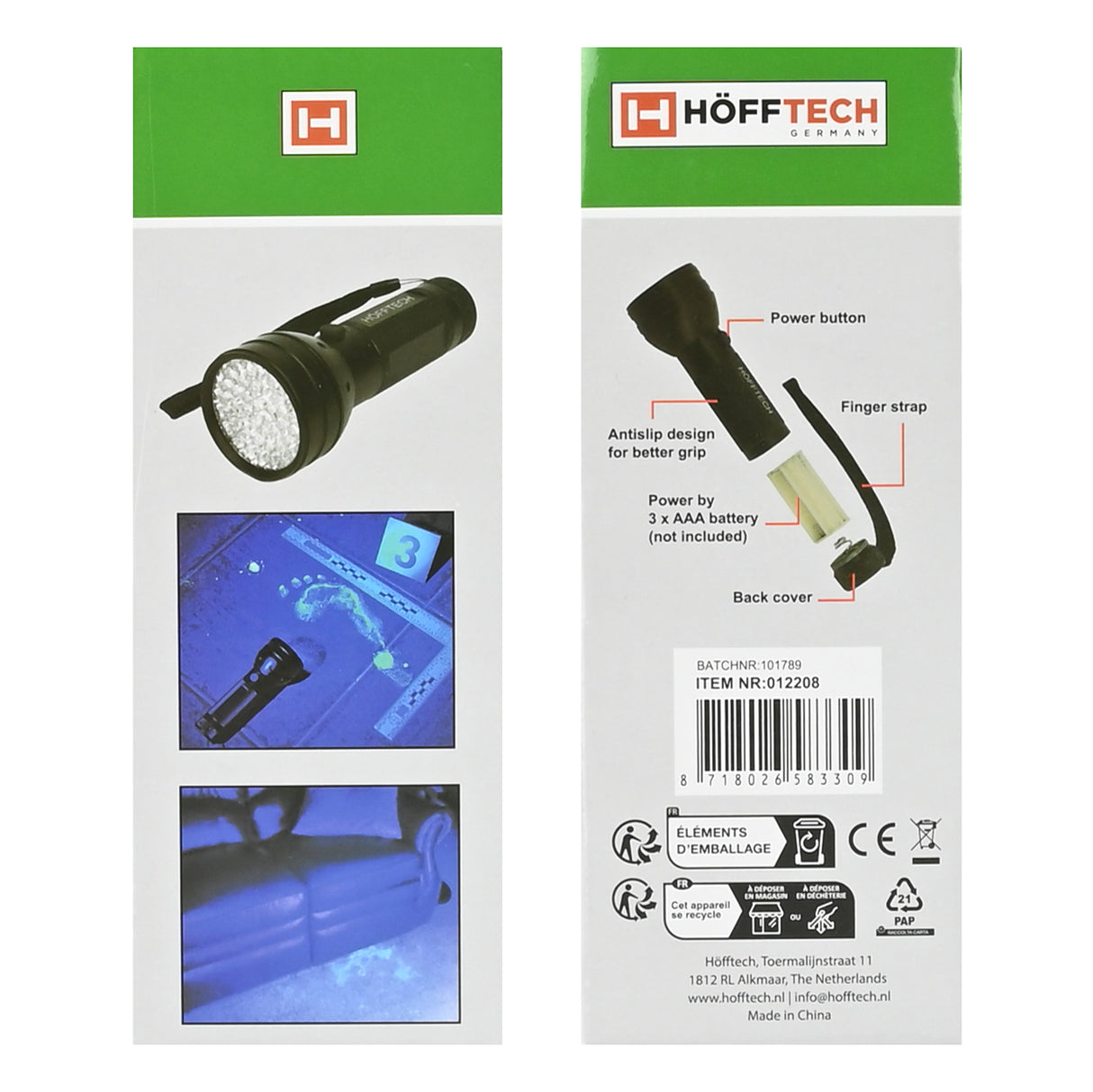 Flashlight UV 51 LED alu profi