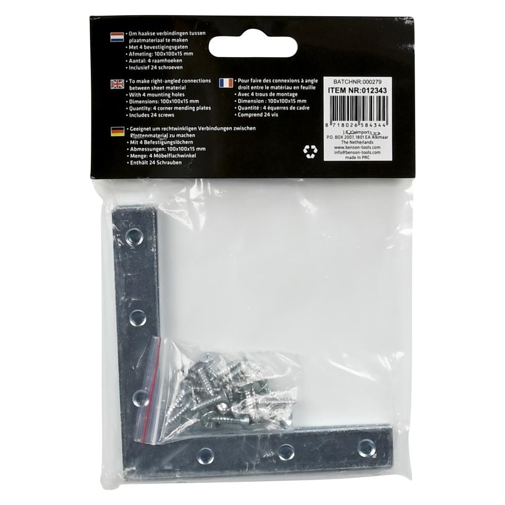 Corner mending plate 4 pcs 100 x 100 x 15 mm
