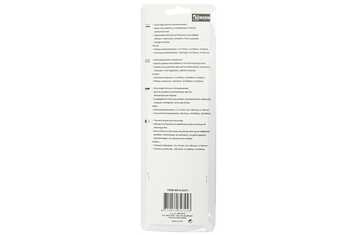 Schroevendraaier set precisie 6 dlg extra lang