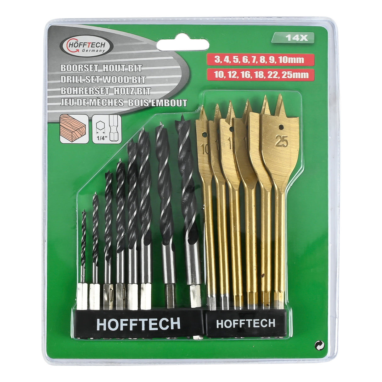 Boorset 14 dlg hout bit