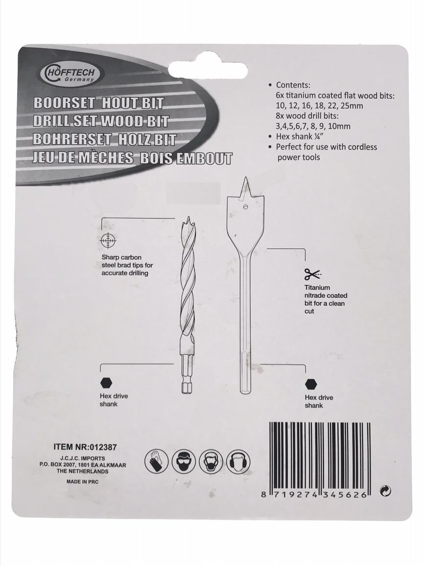 Drill set 14 pcs wood bit