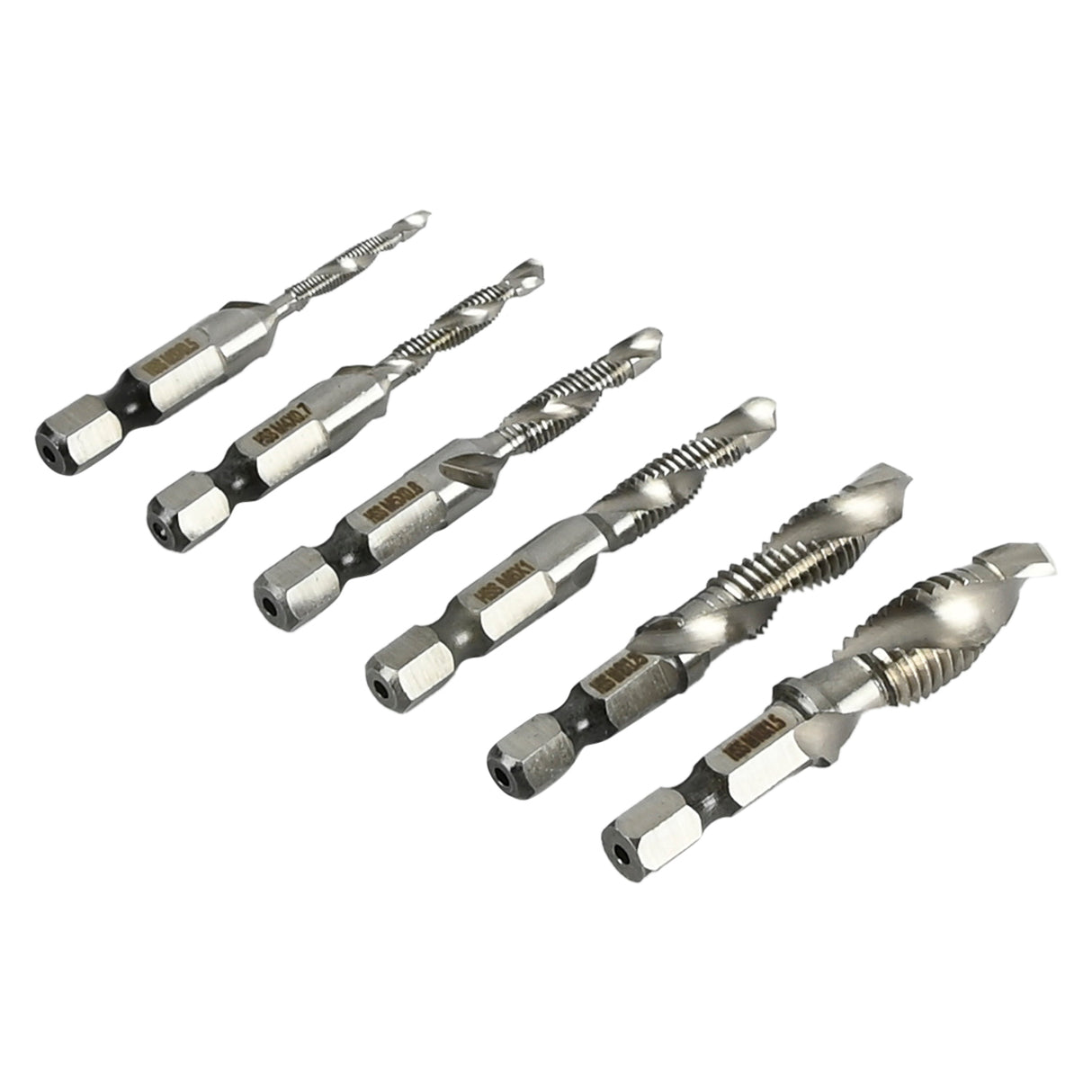 Combination drill and tap bit set 6 pcs