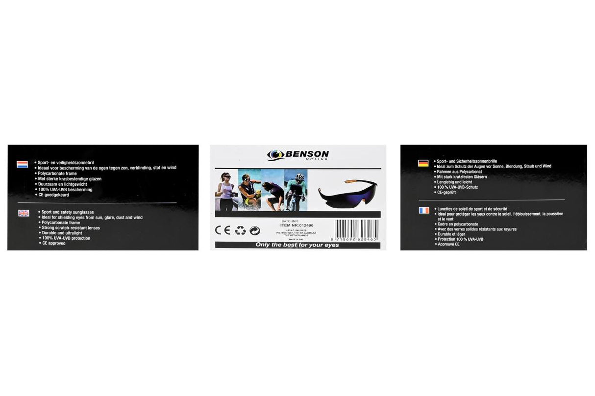 Sport/ safety glasses CE approved display