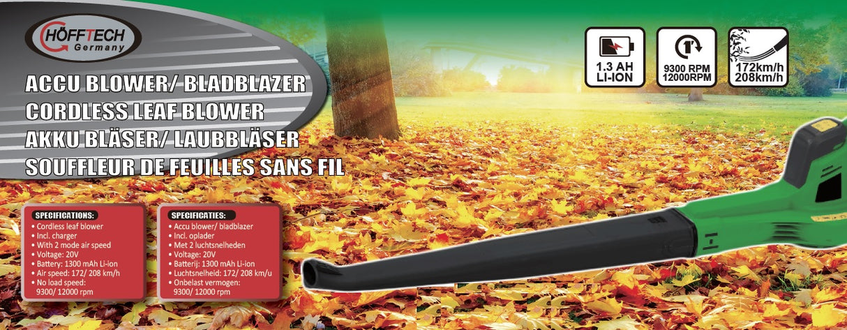 Souffleur de feuilles sans fil 20V 1300 mAh