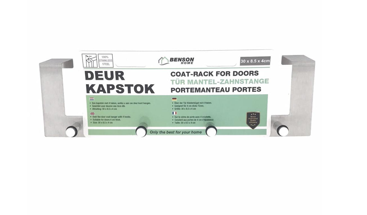 Deurkapstok 4 haken RVS