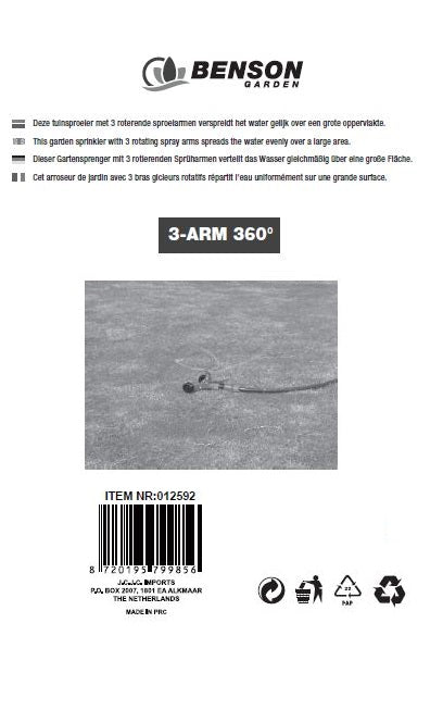 Arroseur de jardin 3 bras 360°