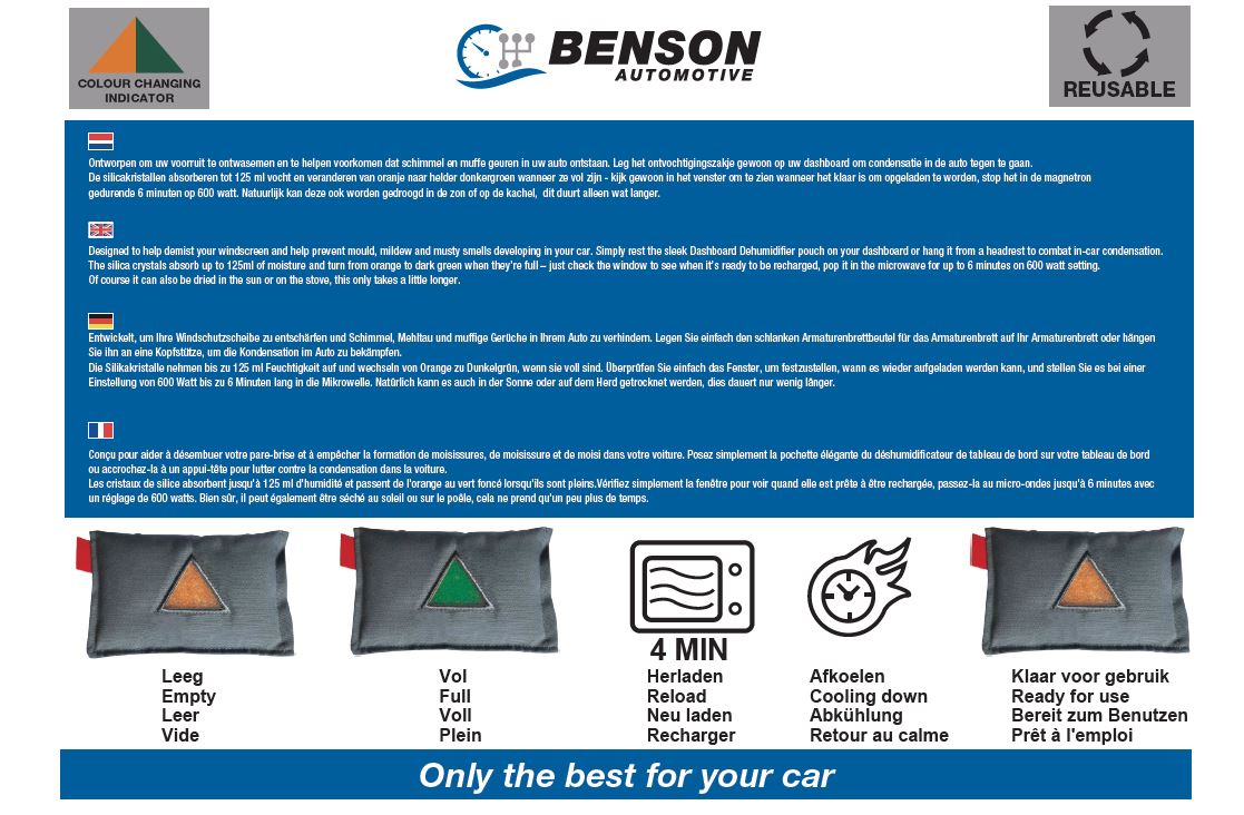 Auto ontvochtiger herbruikbaar met vochtindicatie