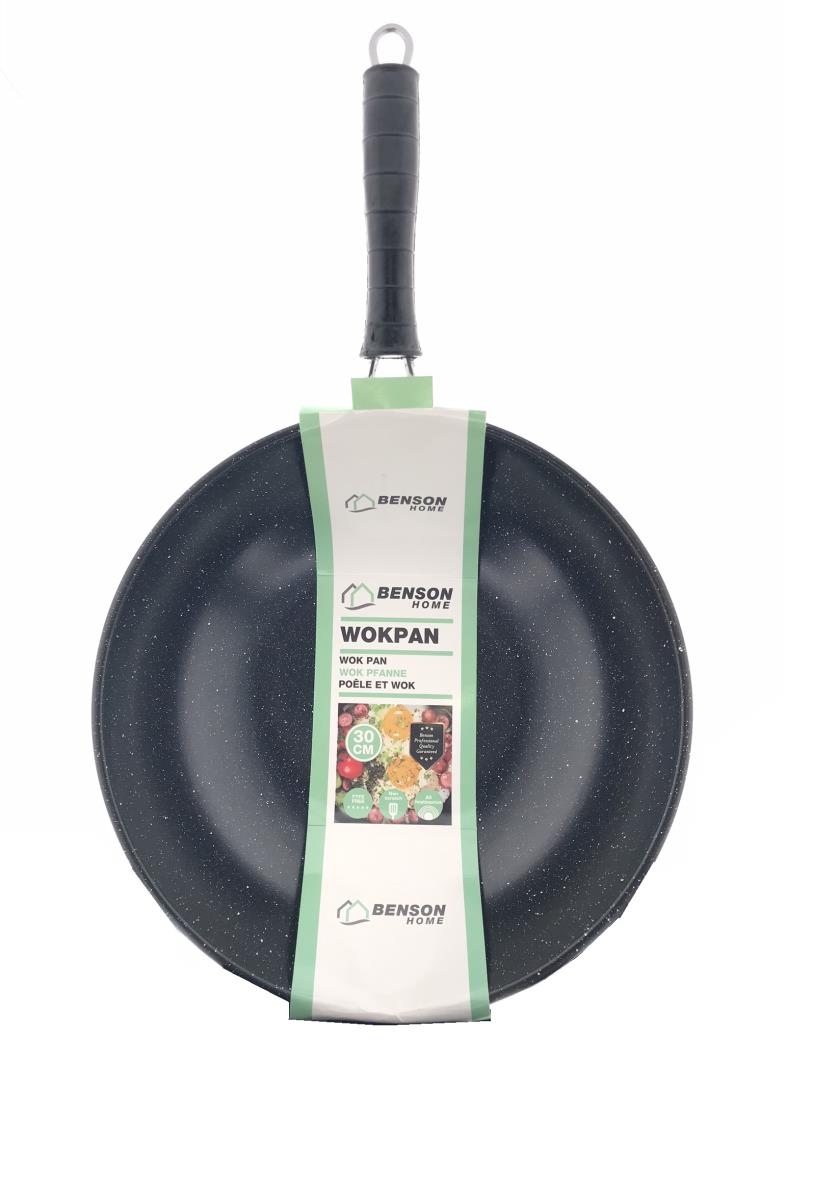 Wok pan 30 cm marble non stick coating