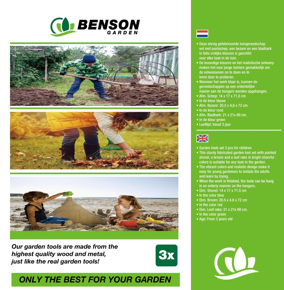 Tuingereedschap set 3 dlg met steel kind