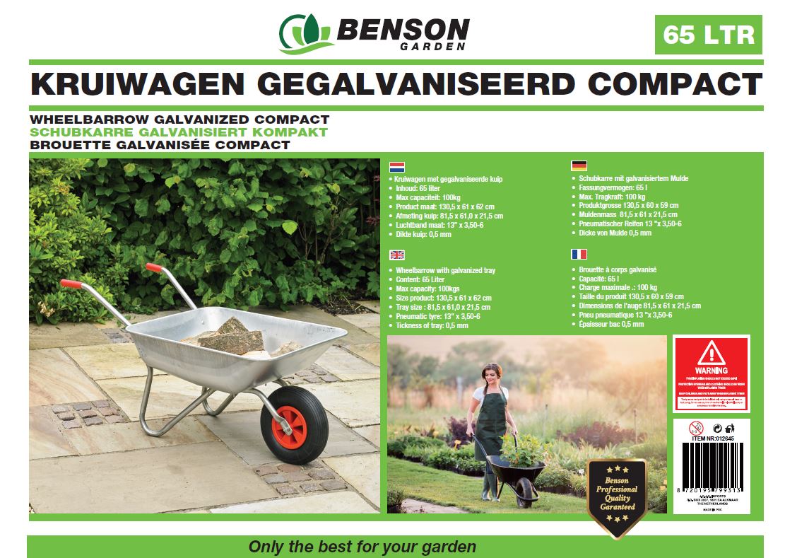 Wheelbarrow 65 ltr galvanized compact