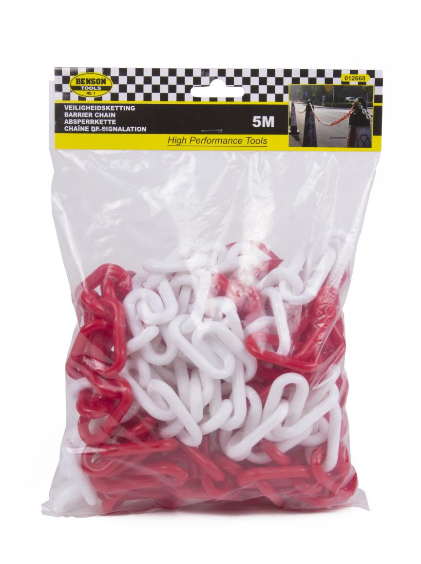 Afzet/ veiligheidsketting 5 mtr rood wit
