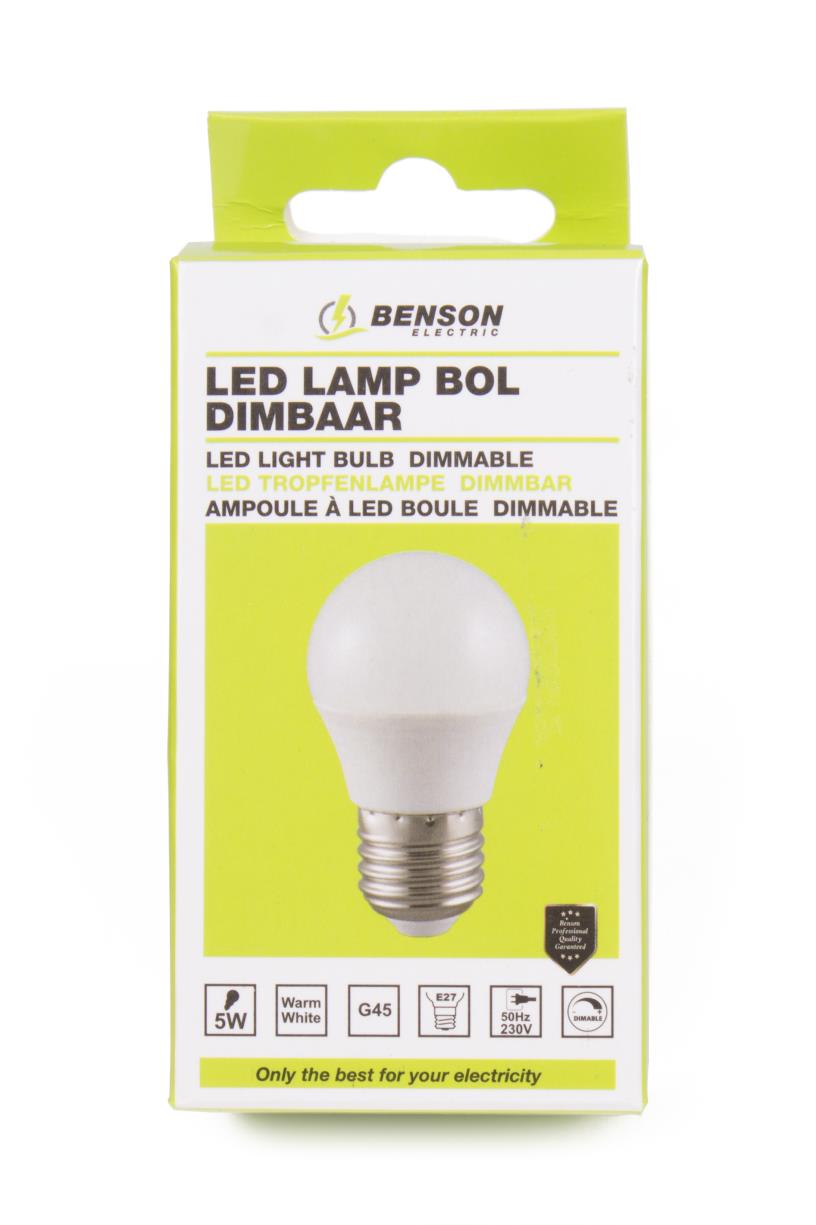 LED lamp bol G45 5W E27 dimbaar
