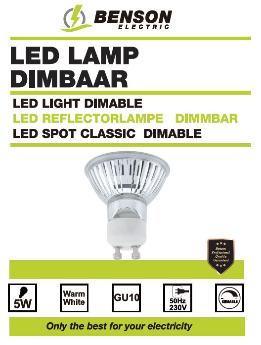 LED lamp GU10 5W glass version dimbaar