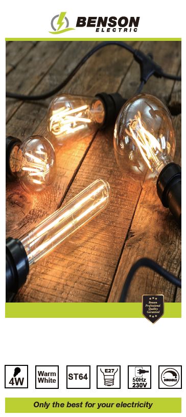 LED lamp retro filament st64 4W E27 amber dimbaar