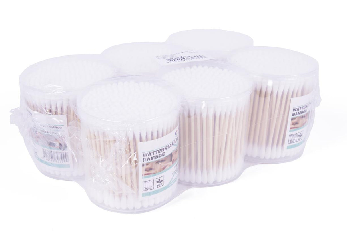 Wattenstaafjes bamboe 200 dlg plastic doos