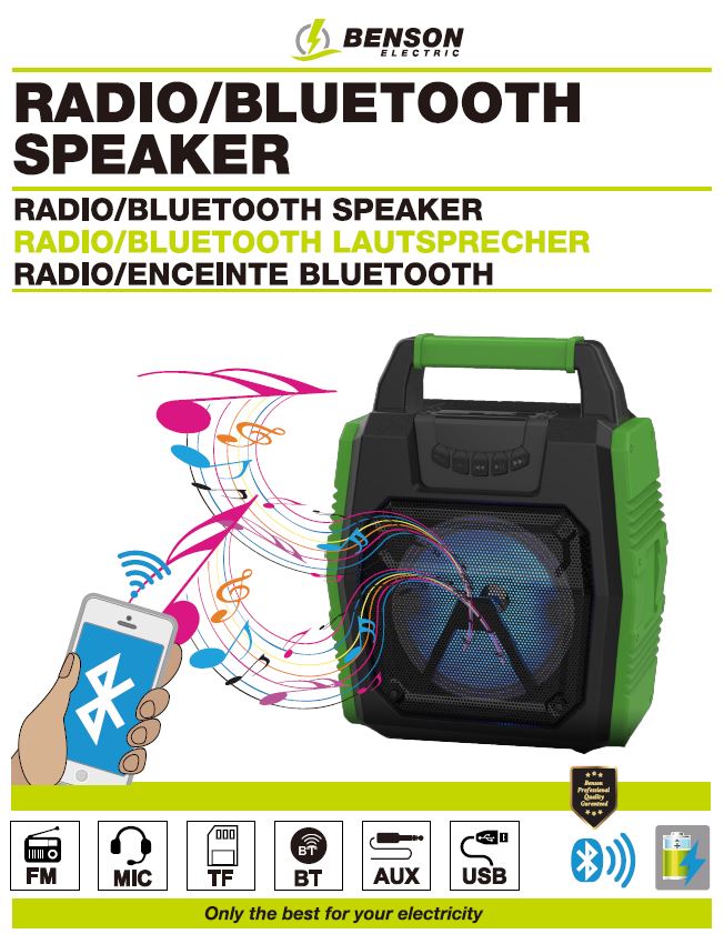 Radio/enceinte bluetooth rechargeable
