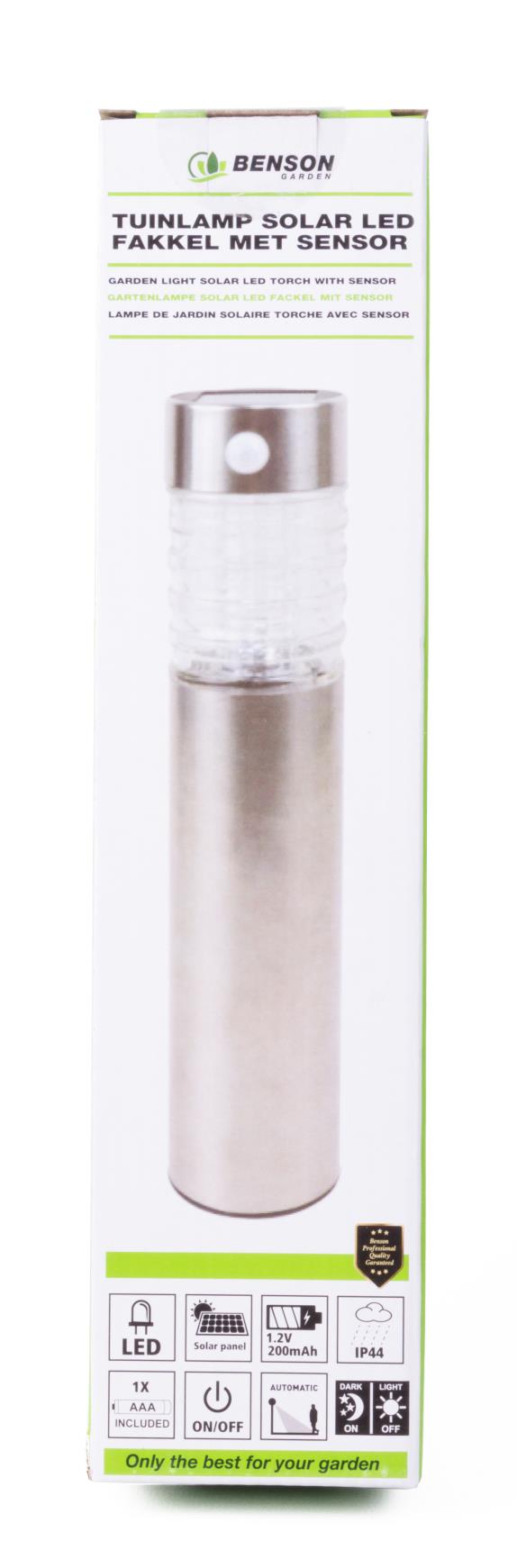 Lampe de jardin solaire torche 28 cm + sensor