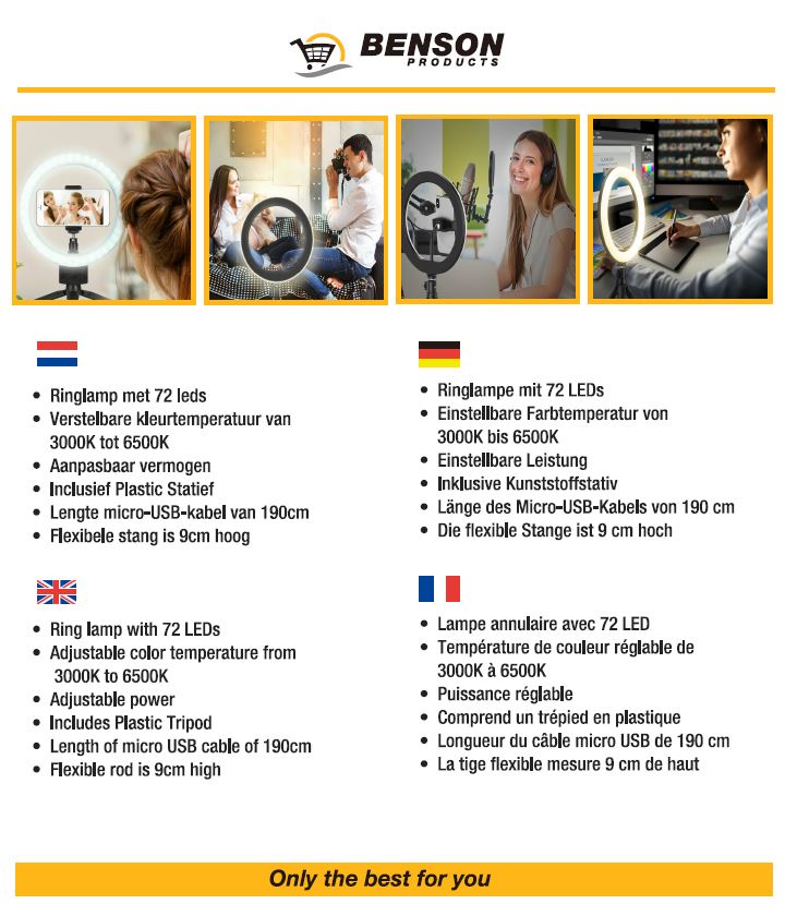 LED vlog lamp met statief 20 cm