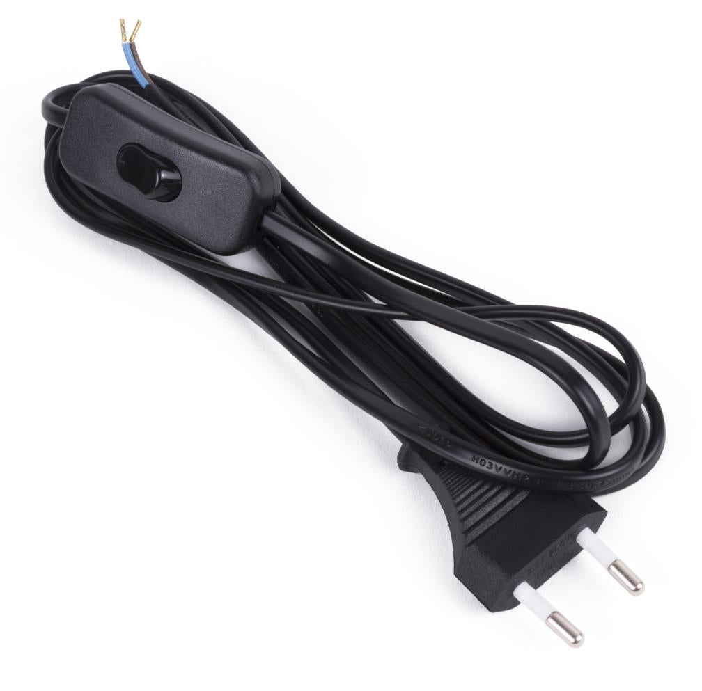 Power cable + connector + switch 2 m black
