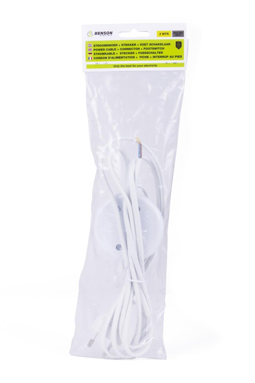 Power cable + connector + footswitch 2 m white