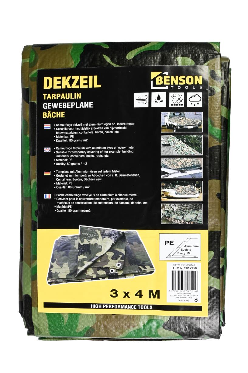 Dekzeil 3 x 4 mtr army zwaar