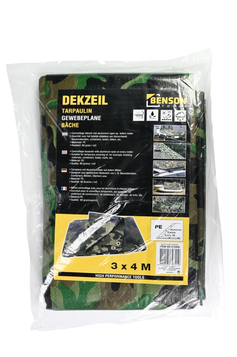 Dekzeil 3 x 4 mtr army zwaar
