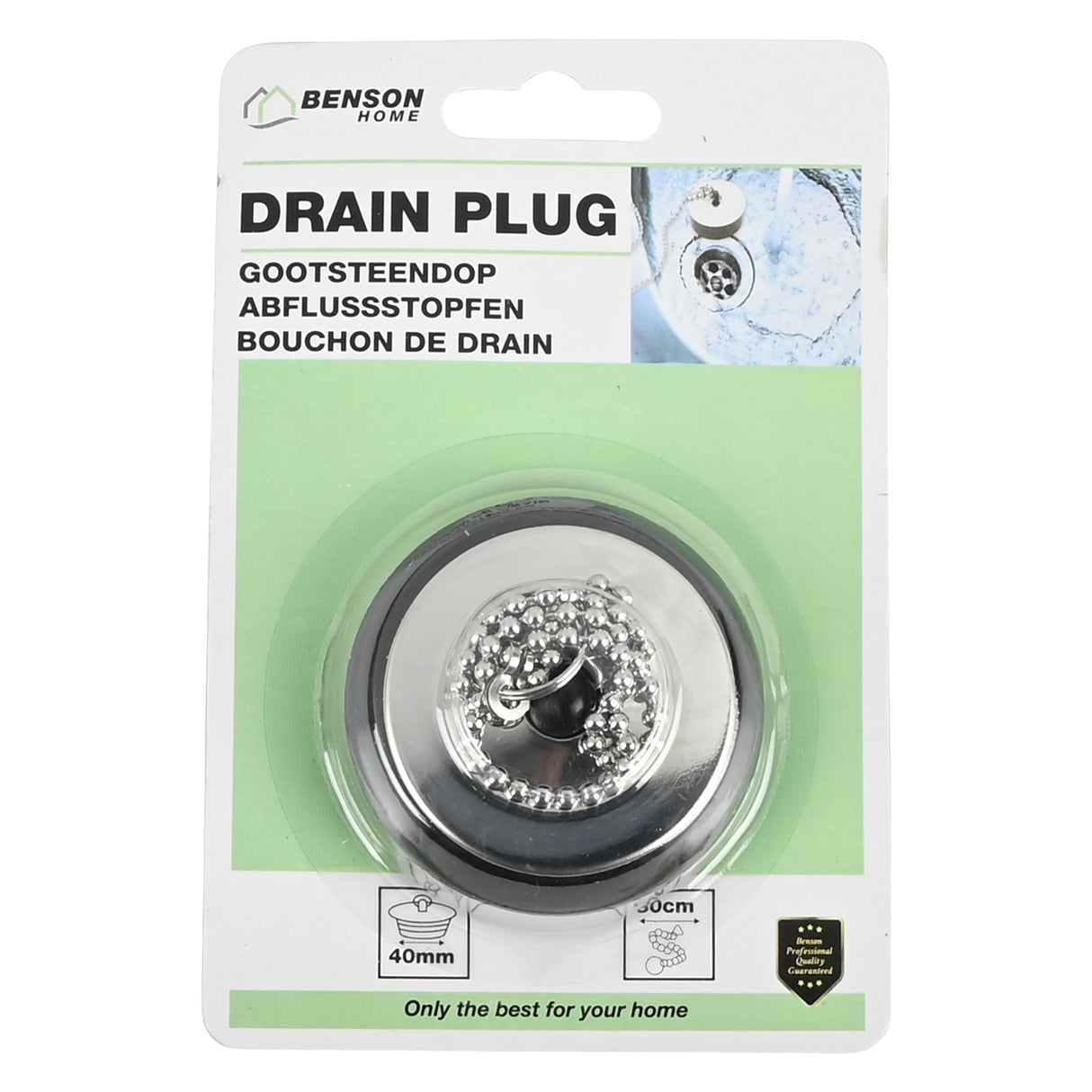 Sink plug 40 mm + SS chain 30 cm