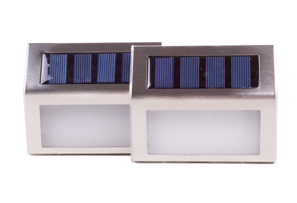 LED wandlamp solar RVS 1.2V 400 mAh 2 dlg