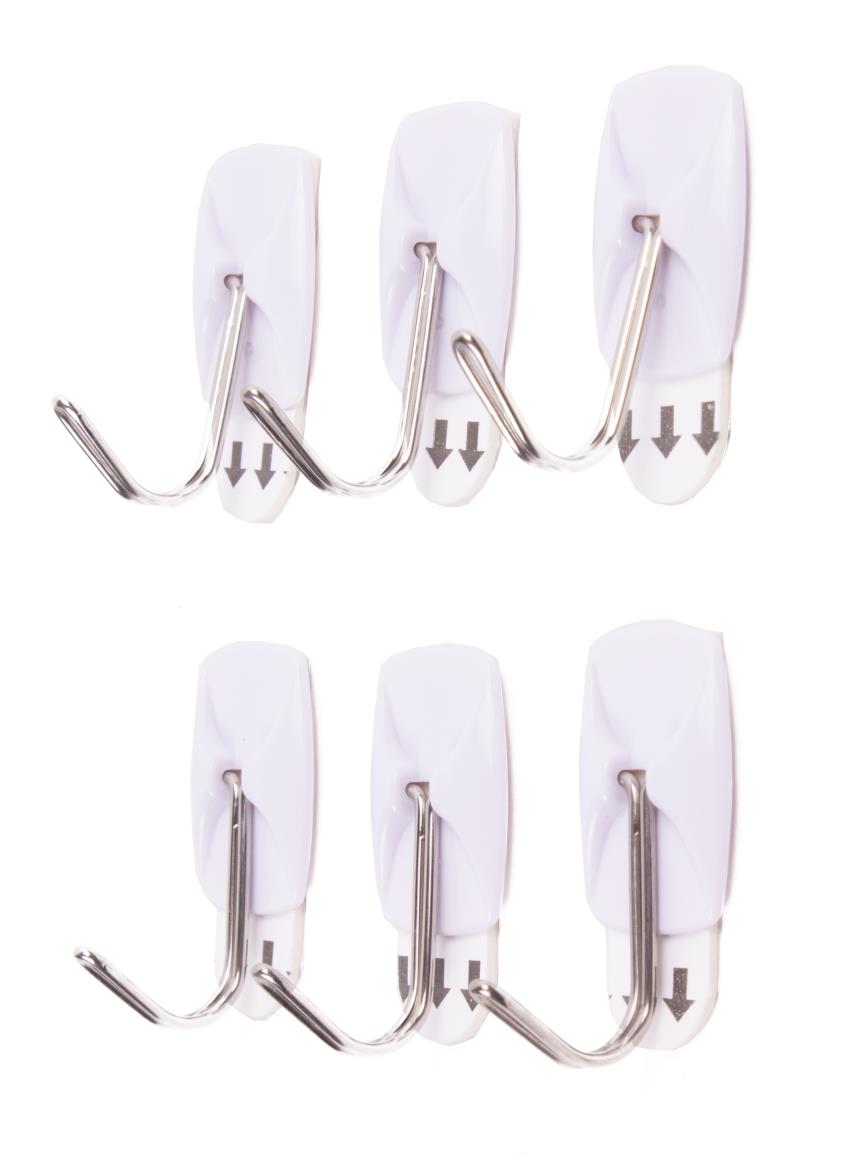 Hook adhesive removable 6 pcs 2,1 x 3 cm