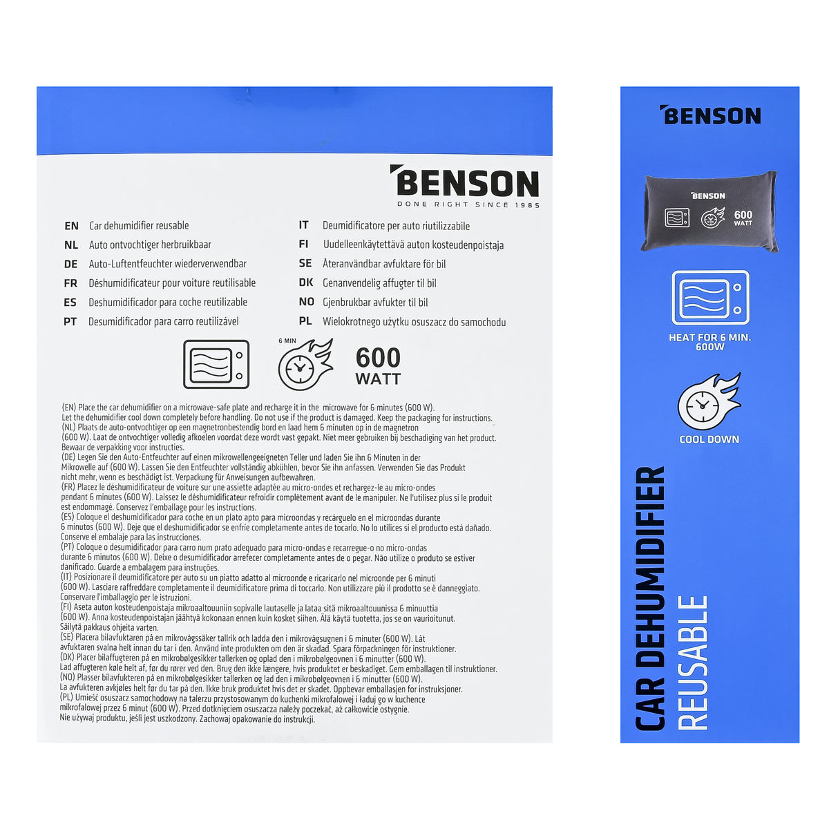 Déshumidificateur pour voiture reutilisable 1 kg