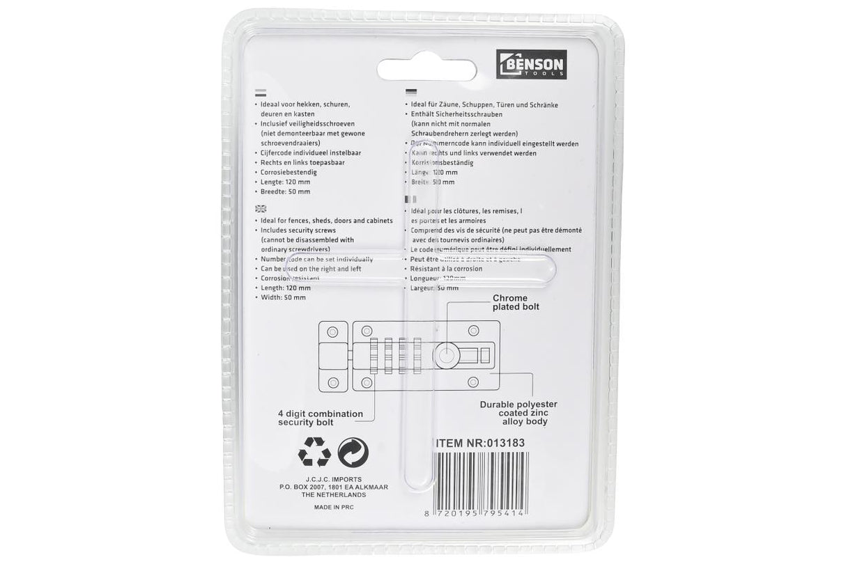 Loquet de la porte 5" 120 mm avec serrure à combinaison