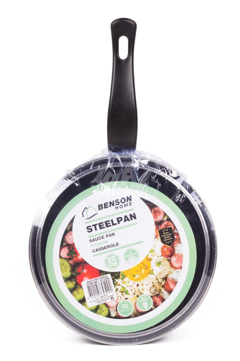 Steelpan 20 cm + deksel marble non stick coating