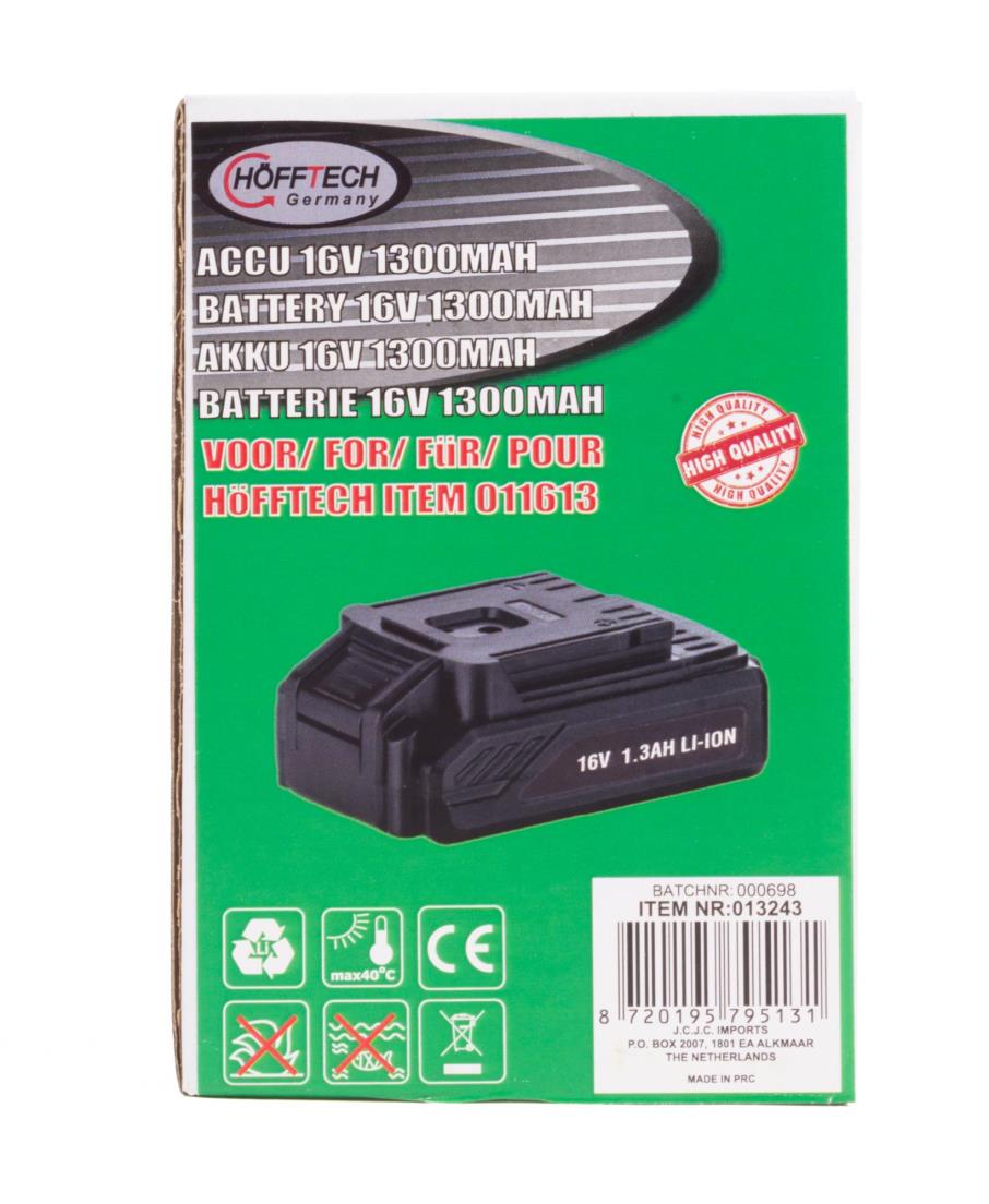 Battery 16V 1300 mAh li-ion for 011613
