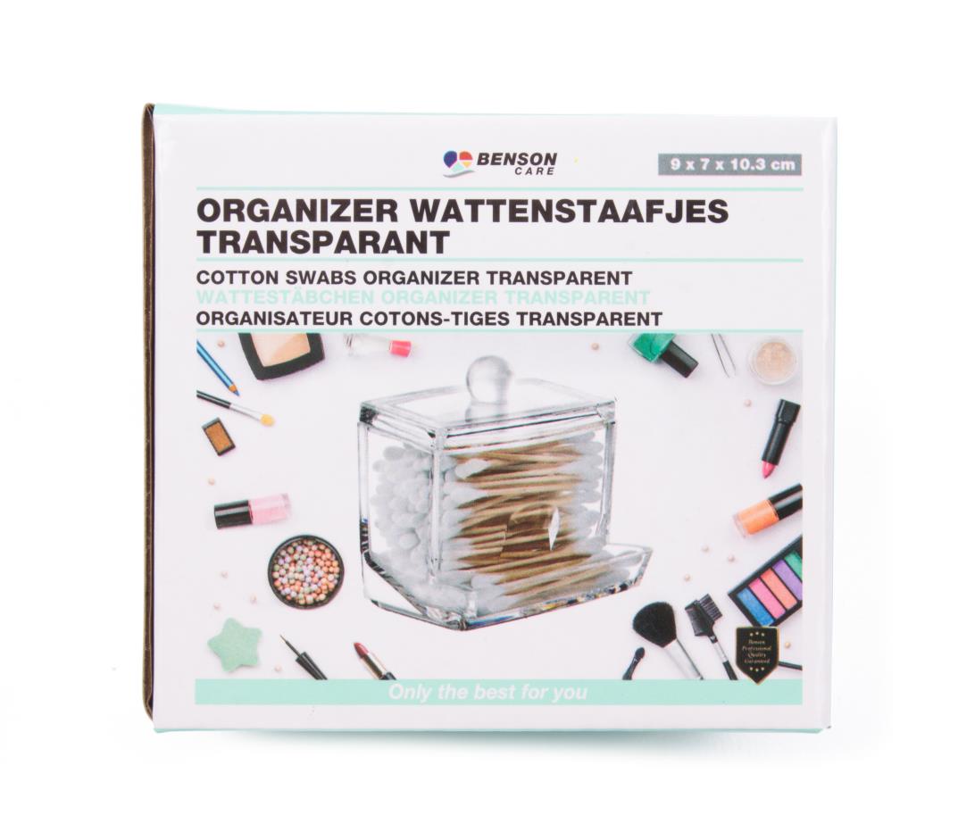 Organisateur cotons-tiges transparent