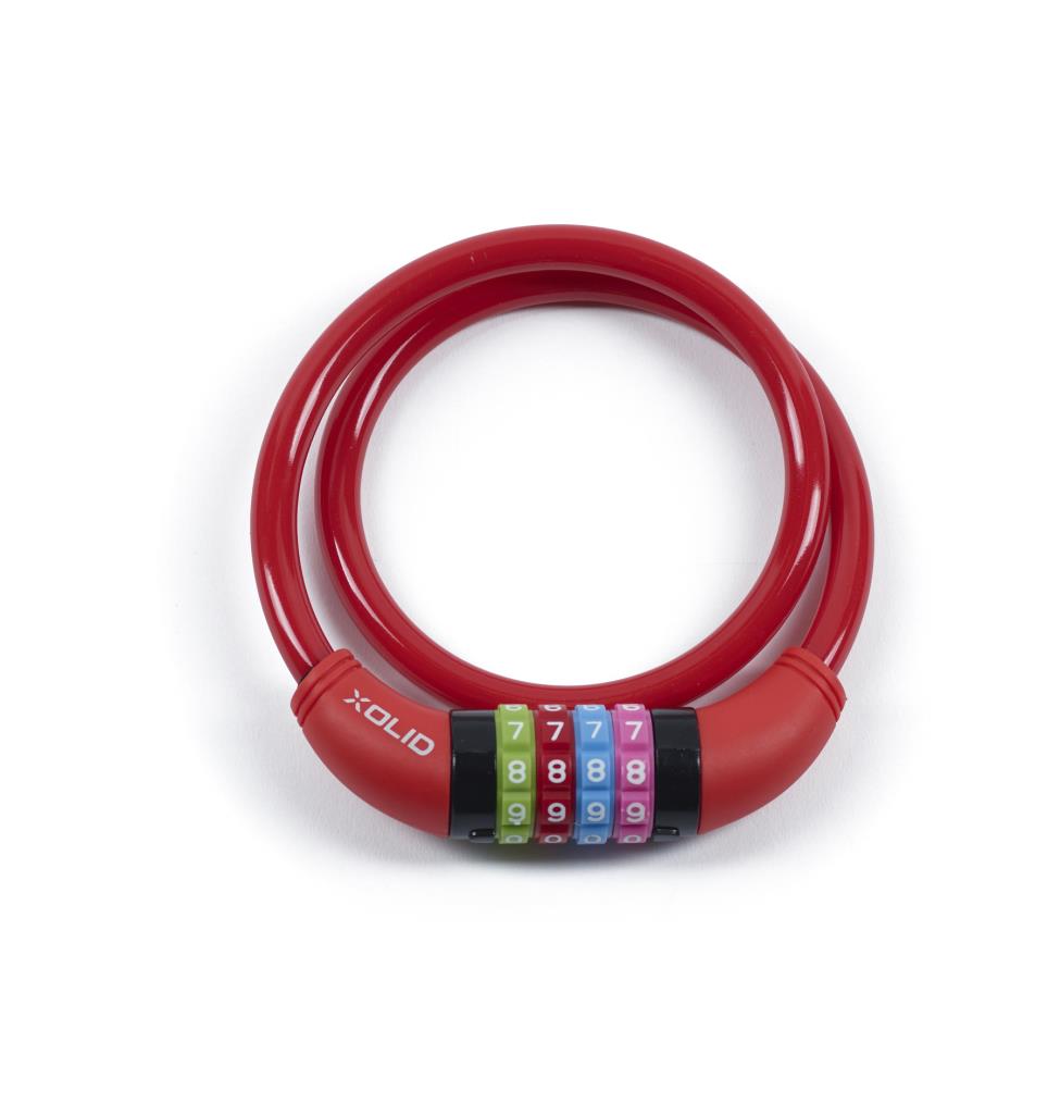 Xolid cable combination lock 10 x 650 mm red