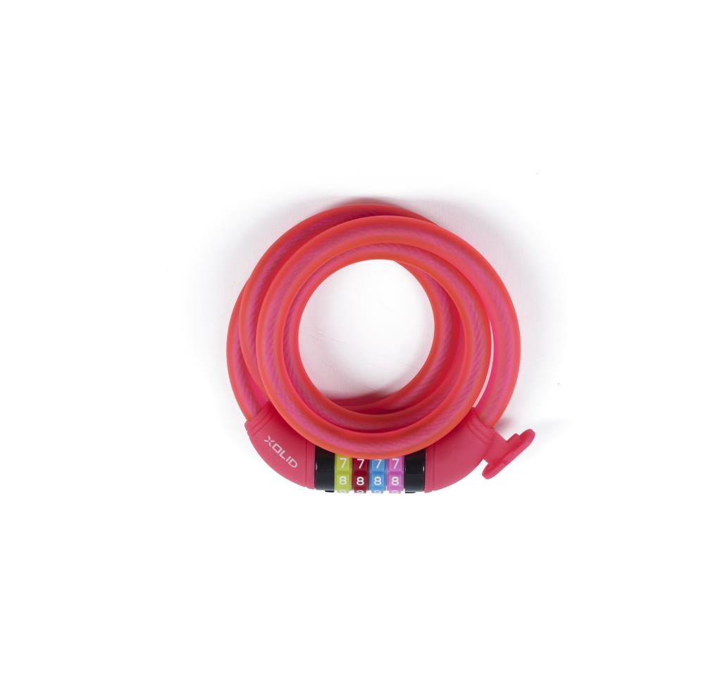 Xolid cable combination lock 12 x 1200 mm pink