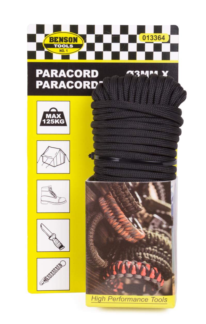 Touw paracord 3 mm x 15 mtr zwart