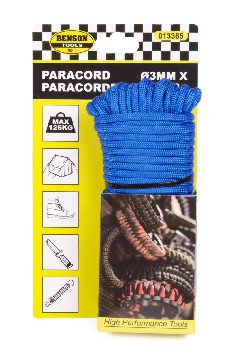 Touw paracord 3 mm x 15 mtr blauw