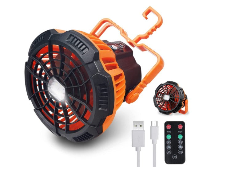Fan with LED light 2-in-1 rechargeable