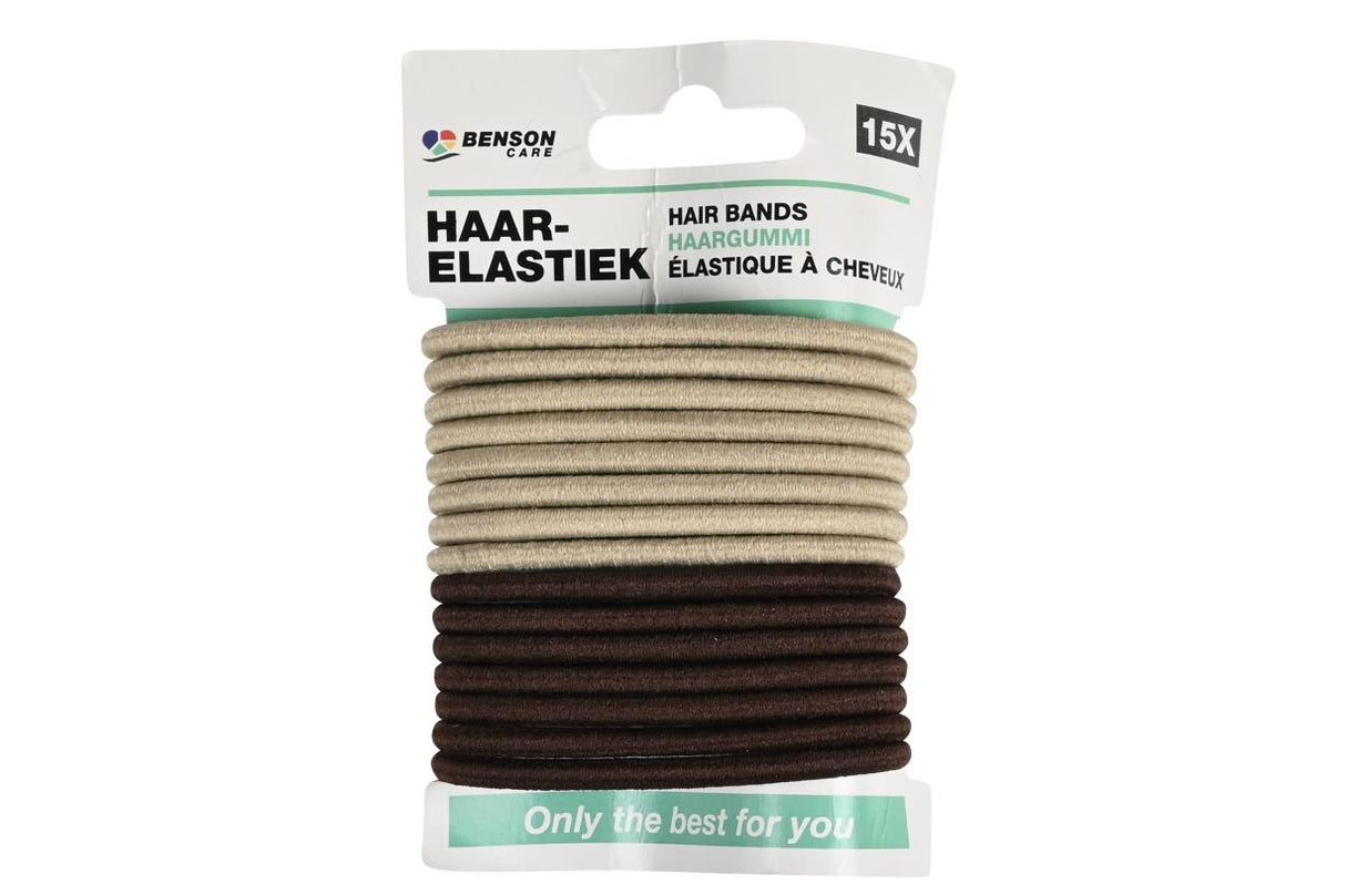 Élastique à cheveux 15 pcs beige/ marron