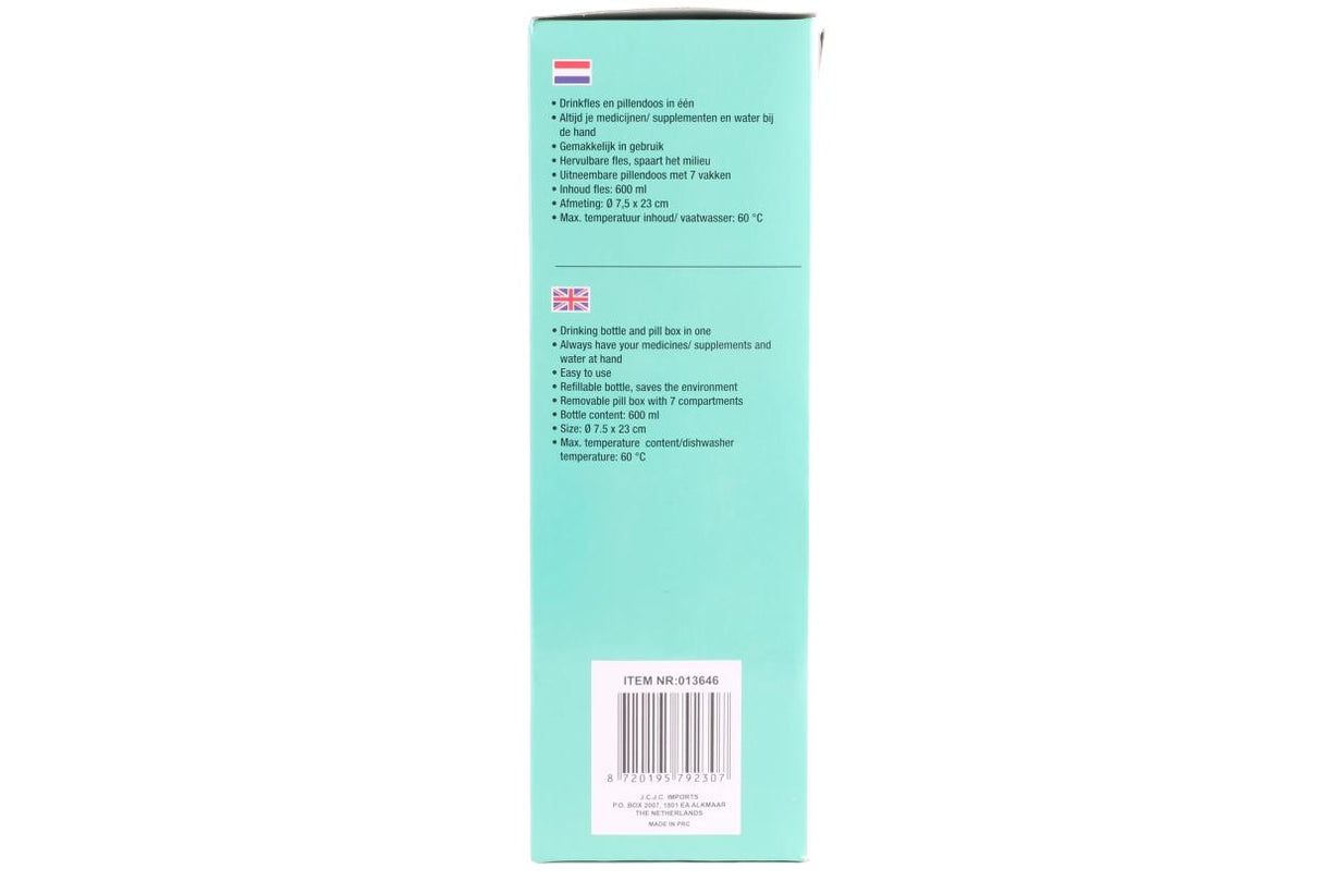 Bouteille avec pilulier 600 ml mix