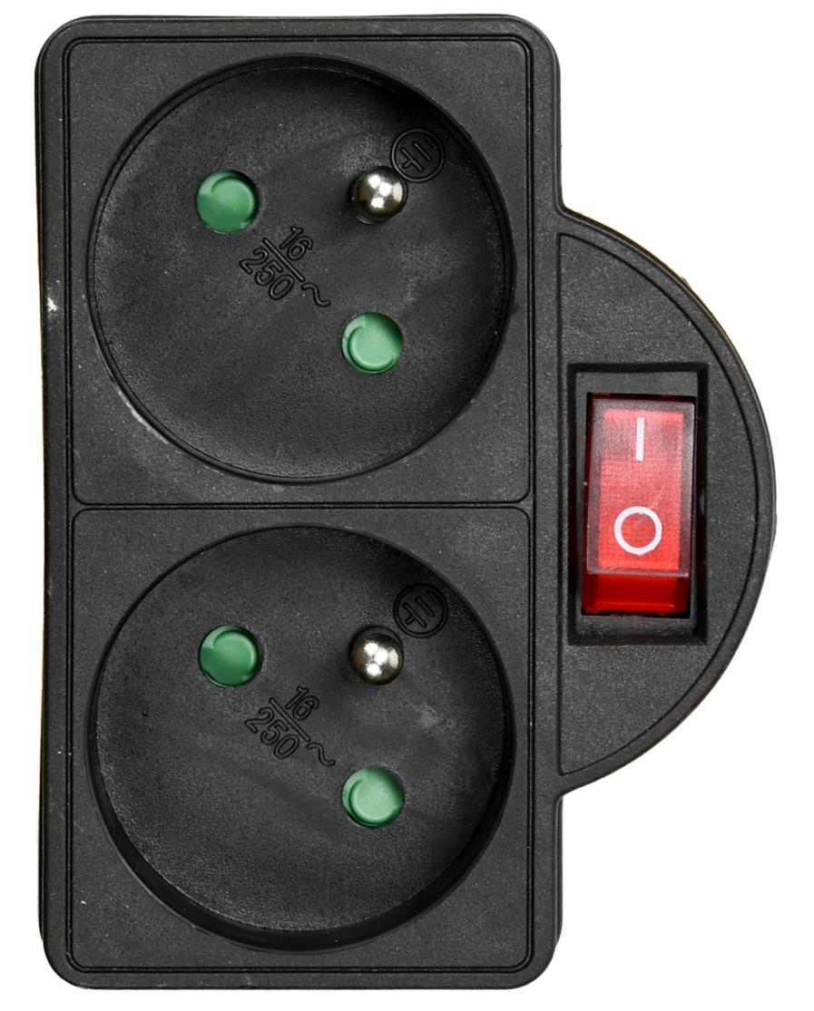 Socket type E + switch duo black