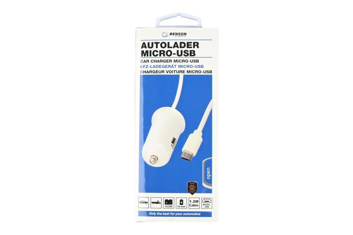 Autolader micro USB kabel 1.2 mtr 12-24V