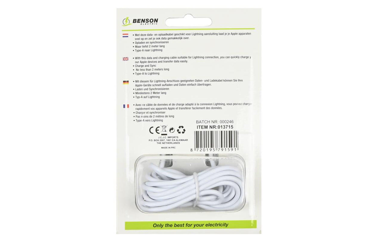 Cable USB lightning 2 m